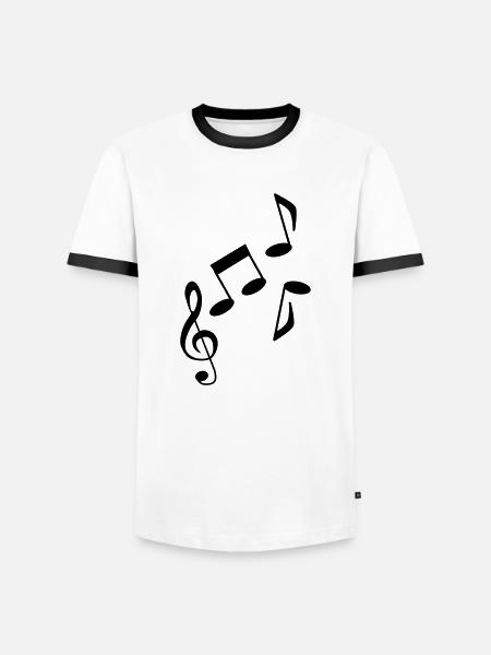Musik - Noten - Music - Männer Kontrast-T-Shirt - Weiß/Schwarz