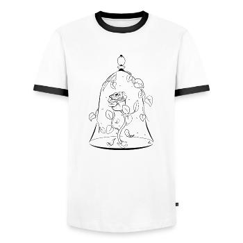 Rose éternelle - T-shirt contrasté Homme - blanc/noir - Devant - AI Model Female 172 light (172cm) & AI Model Male 178 dark (178cm)