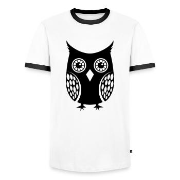 Eule - Männer Kontrast-T-Shirt - Weiß/Schwarz - Vorne - AI Model Female 172 light (172cm) & AI Model Male 178 dark (178cm)