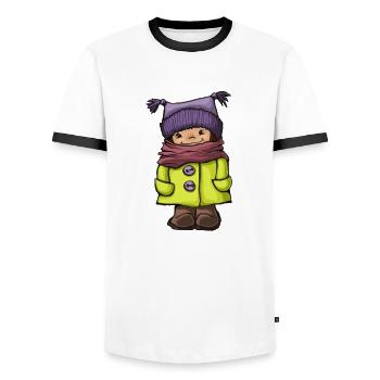 winter - Men's Ringer Shirt - white/black - Front - AI Model Female 172 light (172cm) & AI Model Male 178 dark (178cm)