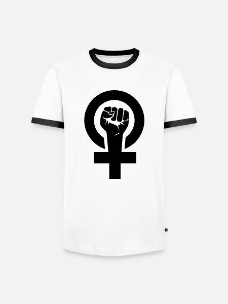 feministin - Men's Ringer Shirt - white/black