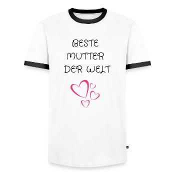 Muttertag geschenk beste mutter der welt - Männer Kontrast-T-Shirt - Weiß/Schwarz - Vorne - AI Model Female 172 light (172cm) & AI Model Male 178 dark (178cm)