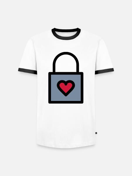 Padlock, love lock - Men's Ringer Shirt - white/black