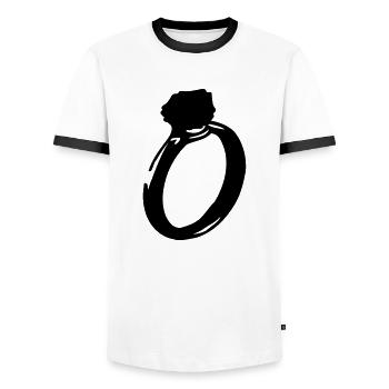 diamond_ring - Männer Kontrast-T-Shirt - Weiß/Schwarz - Vorne - AI Model Female 172 light (172cm) & AI Model Male 178 dark (178cm)