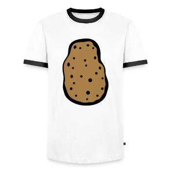 pomme de terre manger délicieux cuire cuisine légumes schuerz - T-shirt contrasté Homme - blanc/noir - Devant - AI Model Female 172 light (172cm) & AI Model Male 178 dark (178cm)