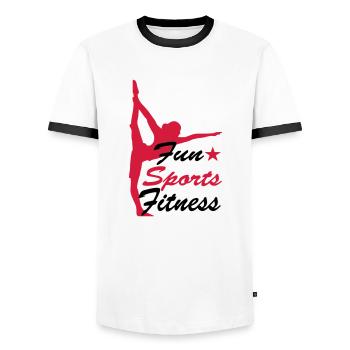 sports - Men's Ringer Shirt - white/black - Front - AI Model Female 172 light (172cm) & AI Model Male 178 dark (178cm)