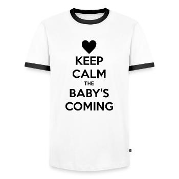 keep calm baby - Männer Kontrast-T-Shirt - Weiß/Schwarz - Vorne - AI Model Female 172 light (172cm) & AI Model Male 178 dark (178cm)