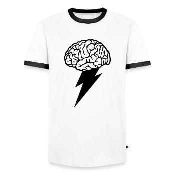 Brainstorm - T-shirt contrasté Homme - blanc/noir - Devant - AI Model Female 172 light (172cm) & AI Model Male 178 dark (178cm)