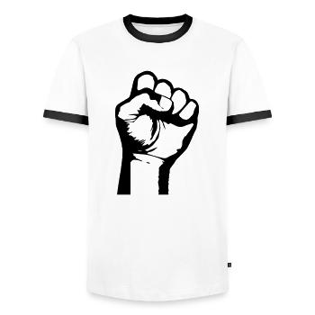 poing - T-shirt contrasté Homme - blanc/noir - Devant - AI Model Female 172 light (172cm) & AI Model Male 178 dark (178cm)