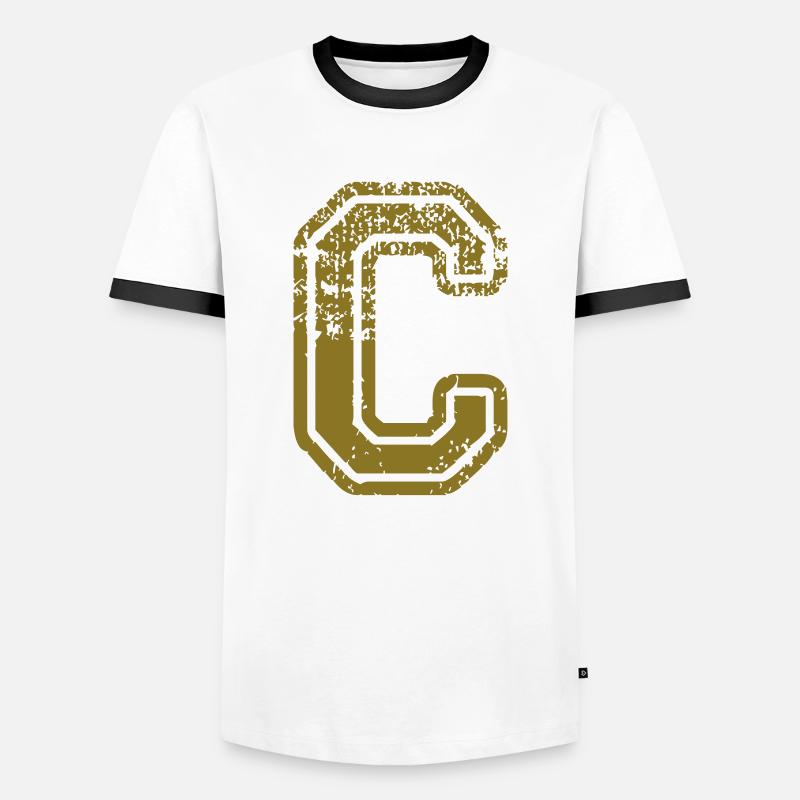 C - Buchstabe - Männer Kontrast-T-Shirt - Weiß/Schwarz