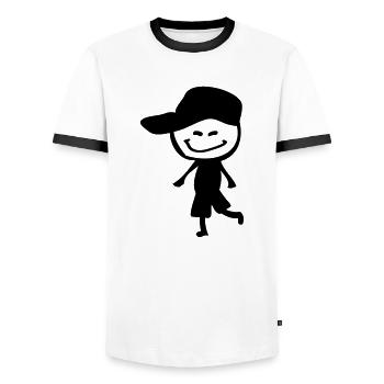 Sourire garçon dans le chapeau - T-shirt contrasté Homme - blanc/noir - Devant - AI Model Female 172 light (172cm) & AI Model Male 178 dark (178cm)