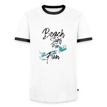 Beach and Surf - Männer Kontrast-T-Shirt - Weiß/Schwarz - Vorne - AI Model Female 172 light (172cm) & AI Model Male 178 dark (178cm)