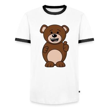 Bruno Bear Happy - Orange - Men's Ringer Shirt - white/black - Front - AI Model Female 172 light (172cm) & AI Model Male 178 dark (178cm)