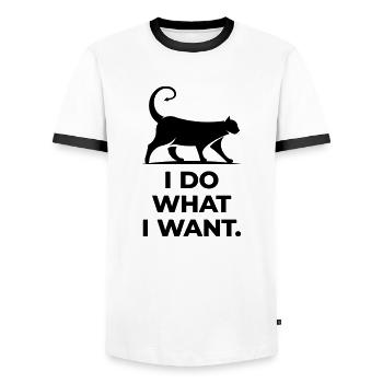i do what i want - cat mom love - Männer Kontrast-T-Shirt - Weiß/Schwarz - Vorne - AI Model Female 172 light (172cm) & AI Model Male 178 dark (178cm)