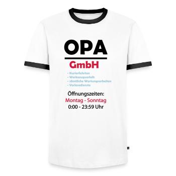 opa gmbh 02 - Männer Kontrast-T-Shirt - Weiß/Schwarz - Vorne - AI Model Female 172 light (172cm) & AI Model Male 178 dark (178cm)