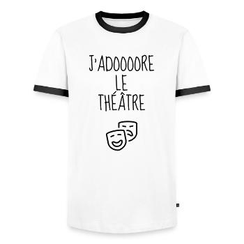 Theater / Theatre / Theaterleute / Schauspieler - Männer Kontrast-T-Shirt - Weiß/Schwarz - Vorne - AI Model Female 172 light (172cm) & AI Model Male 178 dark (178cm)