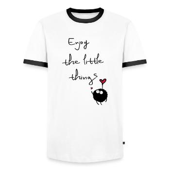 enjoy the little things - Men's Ringer Shirt - white/black - Front - AI Model Female 172 light (172cm) & AI Model Male 178 dark (178cm)