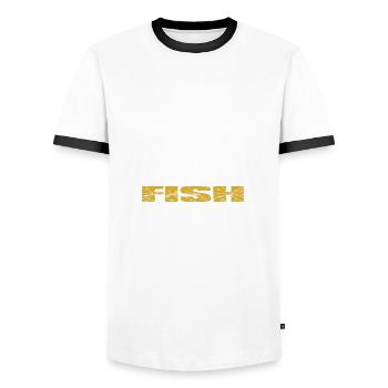 CAST CAST FISH - Männer Kontrast-T-Shirt - Weiß/Schwarz - Vorne - AI Model Female 172 light (172cm) & AI Model Male 178 dark (178cm)