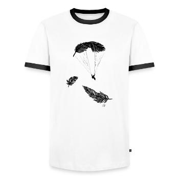 Parapente soleil amour montagnes printemps - T-shirt contrasté Homme - blanc/noir - Devant - AI Model Female 172 light (172cm) & AI Model Male 178 dark (178cm)