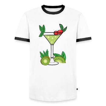 KIWI COCKTAIL by The Manzanita - T-shirt contrasté Homme - blanc/noir - Devant - AI Model Female 172 light (172cm) & AI Model Male 178 dark (178cm)