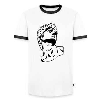David sculpture/statue white - Men's Ringer Shirt - white/black - Front - AI Model Female 172 light (172cm) & AI Model Male 178 dark (178cm)