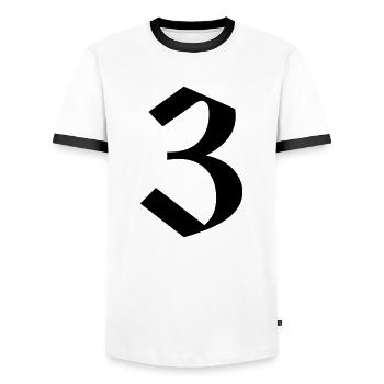 3 - Men's Ringer Shirt - white/black - Front - AI Model Female 172 light (172cm) & AI Model Male 178 dark (178cm)