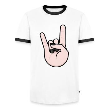 Heavy Metal Gruß Pommesgabel - Männer Kontrast-T-Shirt - Weiß/Schwarz - Vorne - AI Model Female 172 light (172cm) & AI Model Male 178 dark (178cm)