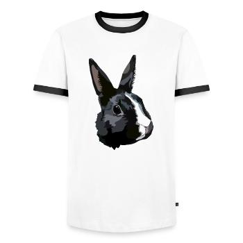 Rabbit black and white - Men's Ringer Shirt - white/black - Front - AI Model Female 172 light (172cm) & AI Model Male 178 dark (178cm)