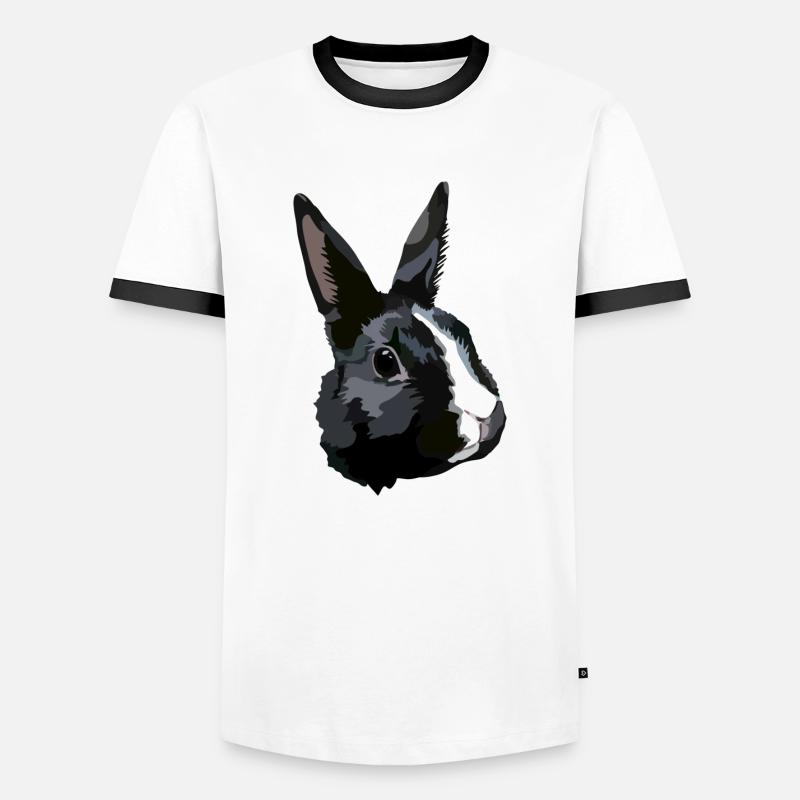 Rabbit black and white - Men's Ringer Shirt - white/black
