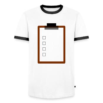 Organization Clipboard - Men's Ringer Shirt - white/black - Front - AI Model Female 172 light (172cm) & AI Model Male 178 dark (178cm)