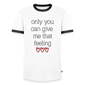 love love Saint-Valentin en amour Dicton anglais - T-shirt contrasté Homme - blanc/noir - Devant - AI Model Female 172 light (172cm) & AI Model Male 178 dark (178cm)