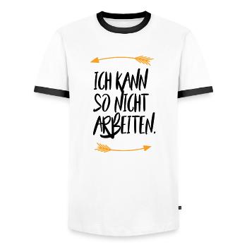 Sprüche Ich kann so nicht arbeiten - Männer Kontrast-T-Shirt - Weiß/Schwarz - Vorne - AI Model Female 172 light (172cm) & AI Model Male 178 dark (178cm)