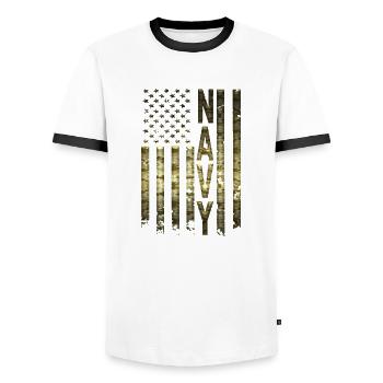 Armée militaire marine armée forces armées liberté des soldats - T-shirt contrasté Homme - blanc/noir - Devant - AI Model Female 172 light (172cm) & AI Model Male 178 dark (178cm)