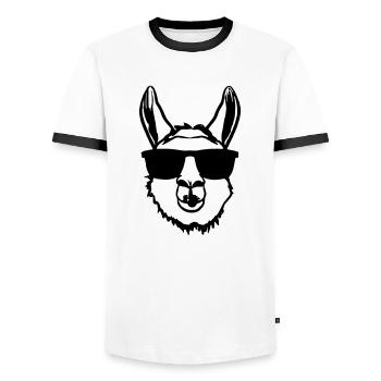 Lama avec des lunettes de soleil Drôle Pas de drame Lama - T-shirt contrasté Homme - blanc/noir - Devant - AI Model Female 172 light (172cm) & AI Model Male 178 dark (178cm)