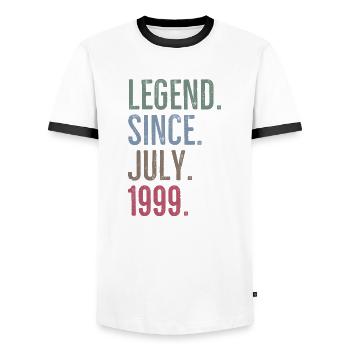 Légende depuis juillet 1999 - T-shirt contrasté Homme - blanc/noir - Devant - AI Model Female 172 light (172cm) & AI Model Male 178 dark (178cm)