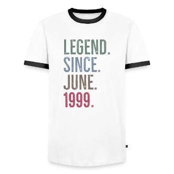 Légende depuis juin 1999 - T-shirt contrasté Homme - blanc/noir - Devant - AI Model Female 172 light (172cm) & AI Model Male 178 dark (178cm)
