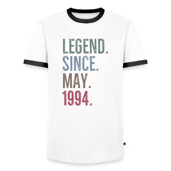 Légende depuis mai 1994 - T-shirt contrasté Homme - blanc/noir - Devant - AI Model Female 172 light (172cm) & AI Model Male 178 dark (178cm)