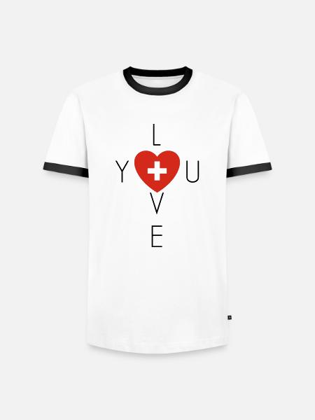 I Love Schweiz - Männer Kontrast-T-Shirt - Weiß/Schwarz