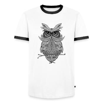 Eulenvogel - Männer Kontrast-T-Shirt - Weiß/Schwarz - Vorne - AI Model Female 172 light (172cm) & AI Model Male 178 dark (178cm)