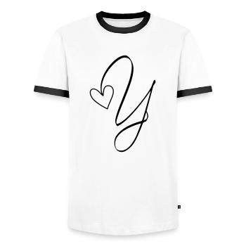Buchstabe Y Ypsilon Buchstabe-Y Kalligrafie - Männer Kontrast-T-Shirt - Weiß/Schwarz - Vorne - AI Model Female 172 light (172cm) & AI Model Male 178 dark (178cm)