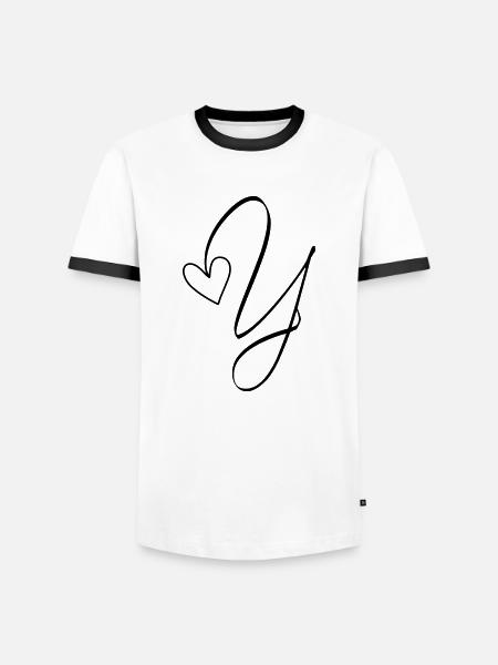 Letter Y Ypsilon Letter-Y Calligraphy - Men's Ringer Shirt - white/black