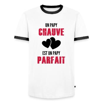 un papy chauve est un papy parfait / cadeau papy - T-shirt contrasté Homme - blanc/noir - Devant - AI Model Female 172 light (172cm) & AI Model Male 178 dark (178cm)