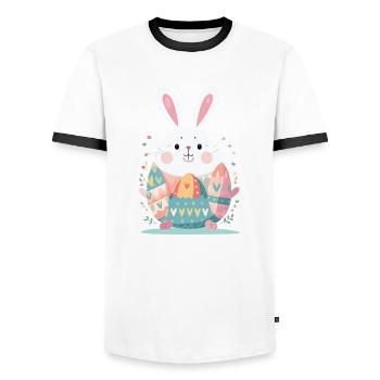 Osterhase - Männer Kontrast-T-Shirt - Weiß/Schwarz - Vorne - AI Model Female 172 light (172cm) & AI Model Male 178 dark (178cm)