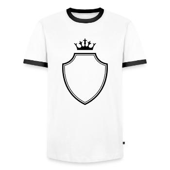 coat of arms - Men's Ringer Shirt - white/black - Front - AI Model Female 172 light (172cm) & AI Model Male 178 dark (178cm)