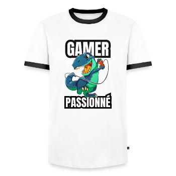gamer passionné - T-shirt contrasté Homme - blanc/noir - Devant - AI Model Female 172 light (172cm) & AI Model Male 178 dark (178cm)