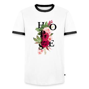 Hopes flowers - Men's Ringer Shirt - white/black - Front - AI Model Female 172 light (172cm) & AI Model Male 178 dark (178cm)