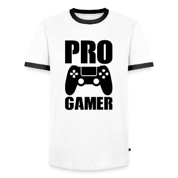 Pro Gamer - Men's Ringer Shirt - white/black - Front - AI Model Female 172 light (172cm) & AI Model Male 178 dark (178cm)