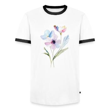 Tiny Flower - Männer Kontrast-T-Shirt - Weiß/Schwarz - Vorne - AI Model Female 172 light (172cm) & AI Model Male 178 dark (178cm)