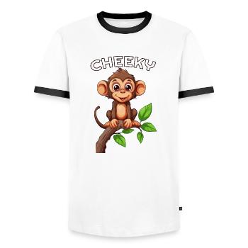 Cheeky Jungle Vibes Monkey - Men's Ringer Shirt - white/black - Front - AI Model Female 172 light (172cm) & AI Model Male 178 dark (178cm)