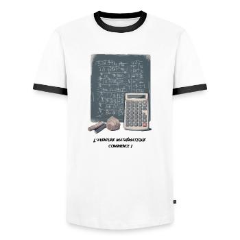 The mathematical adventure - Men's Ringer Shirt - white/black - Front - AI Model Female 172 light (172cm) & AI Model Male 178 dark (178cm)